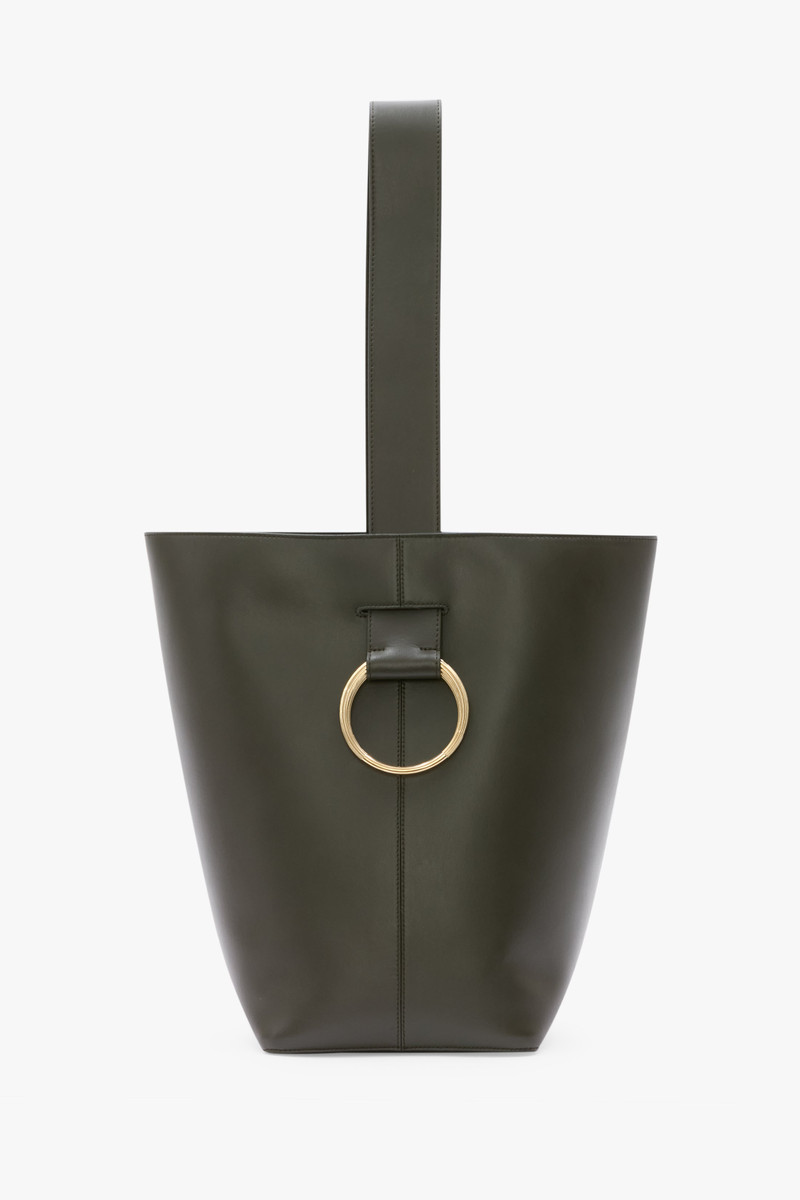 Dia Bucket Bag In Dark Olive Smooth Leather 1