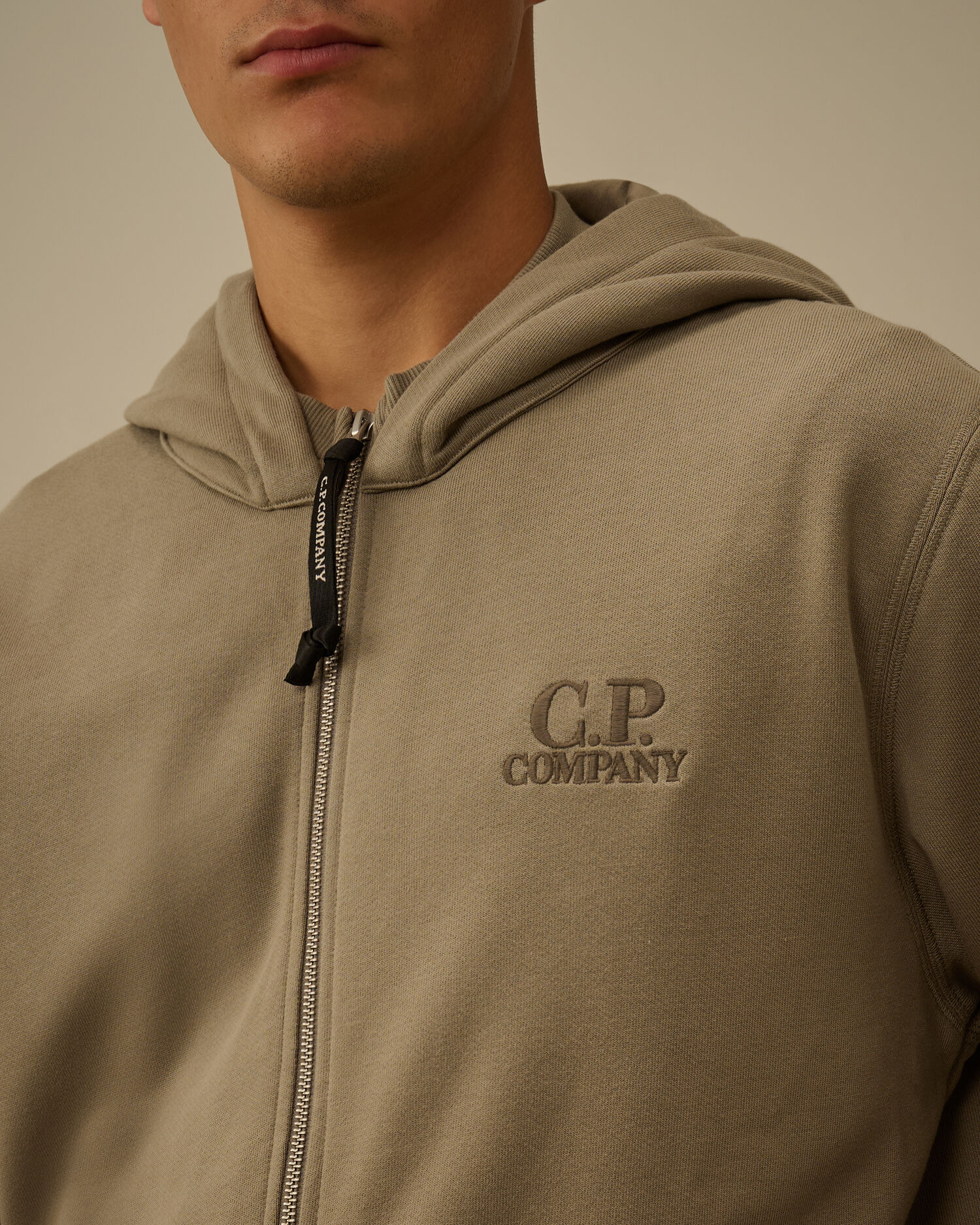 Diagonal Raised Fleece Hooded Full Zip Sweatshirt - 5