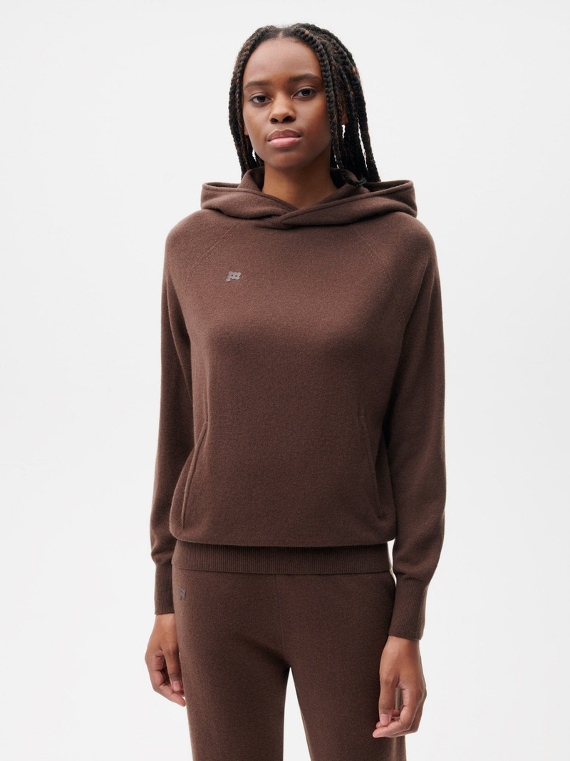 PANGAIA Womens Recycled Cashmere Hoodie - Chestnut Brown outlook