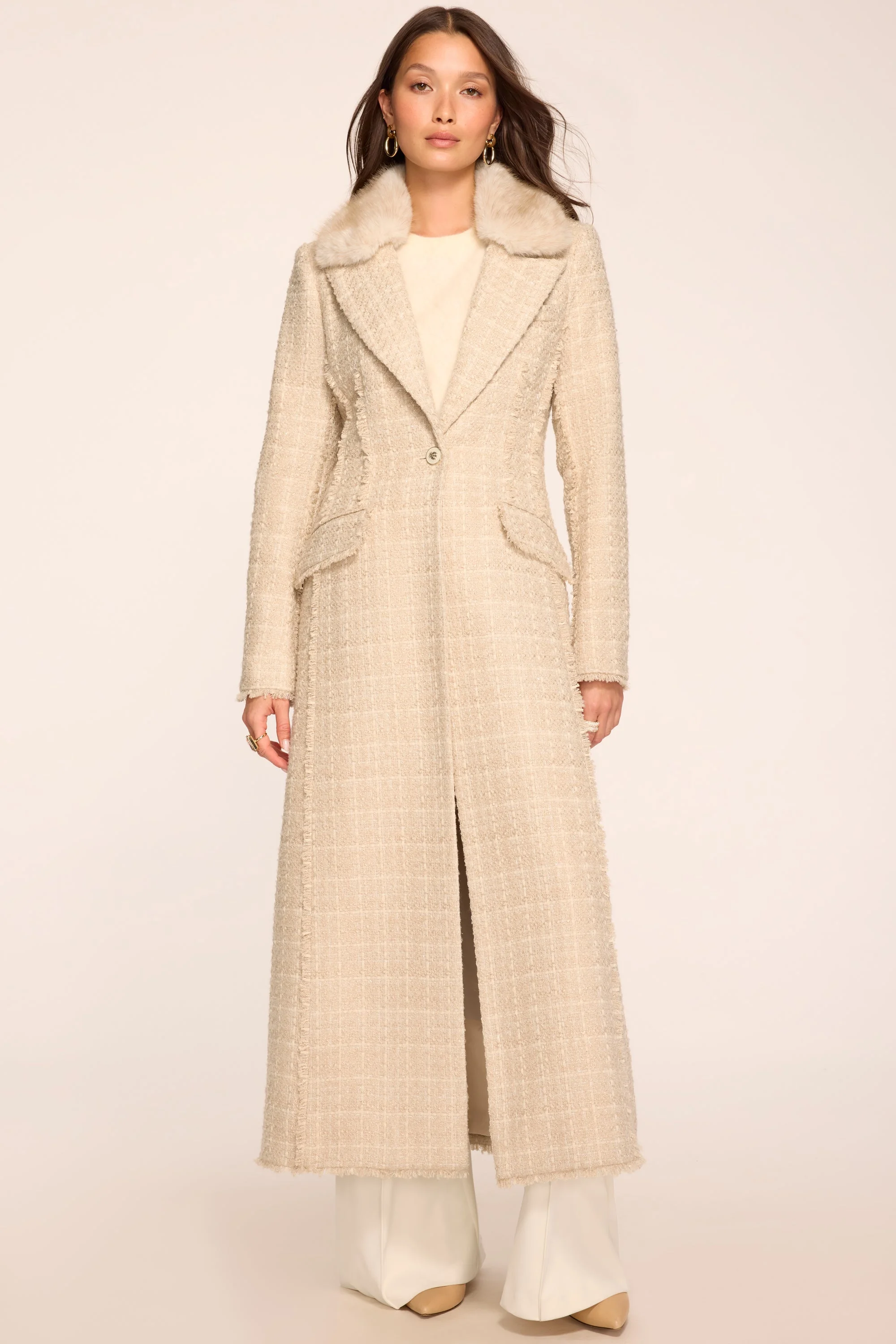 Betsy Faux Fur Trimmed Coat - 1