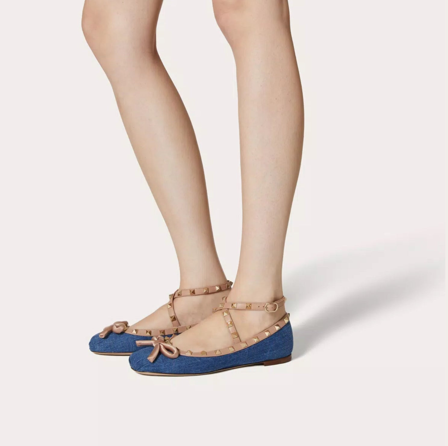 Valentino Rockstud Denim Ballerinas - 4