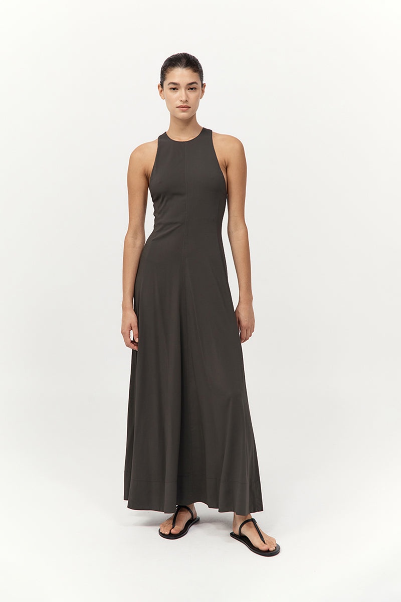 Cut Away Maxi Dress - Black Olive - 2