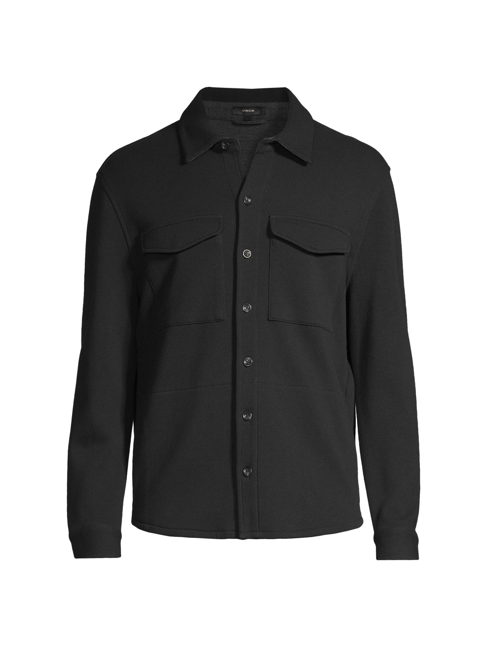 Men's Cotton-Blend Shirt Jacket - Black Grey - 1