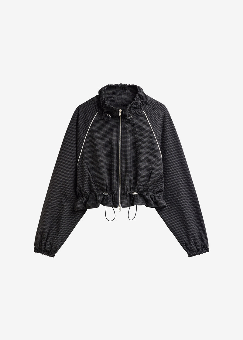 Arizona Seersucker Drawstring Track Jacket - Checked Black 1