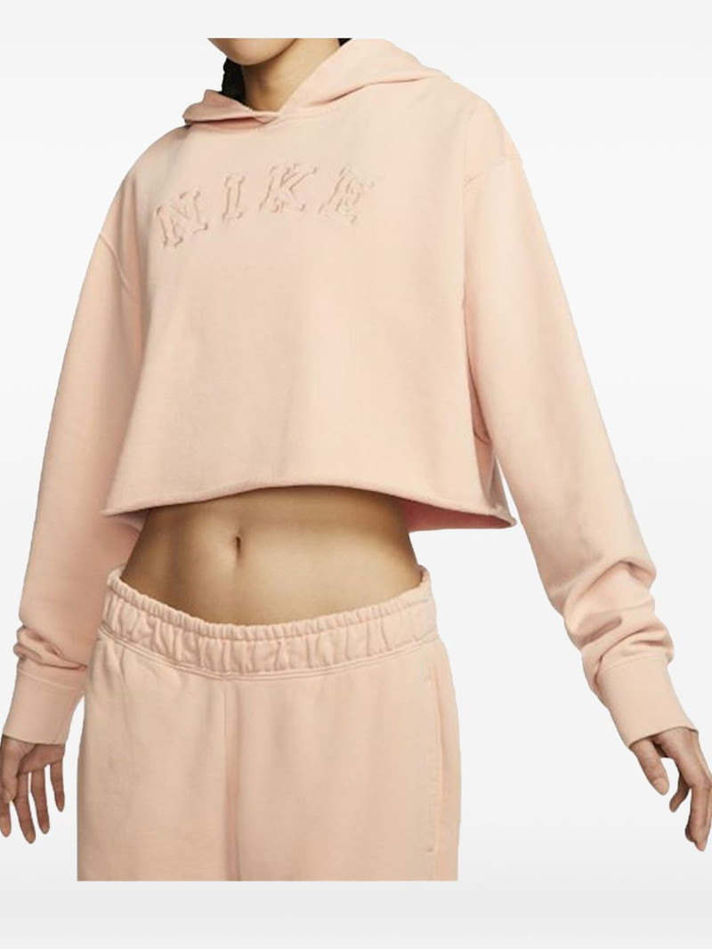 washed-effect cropped hoodie 1