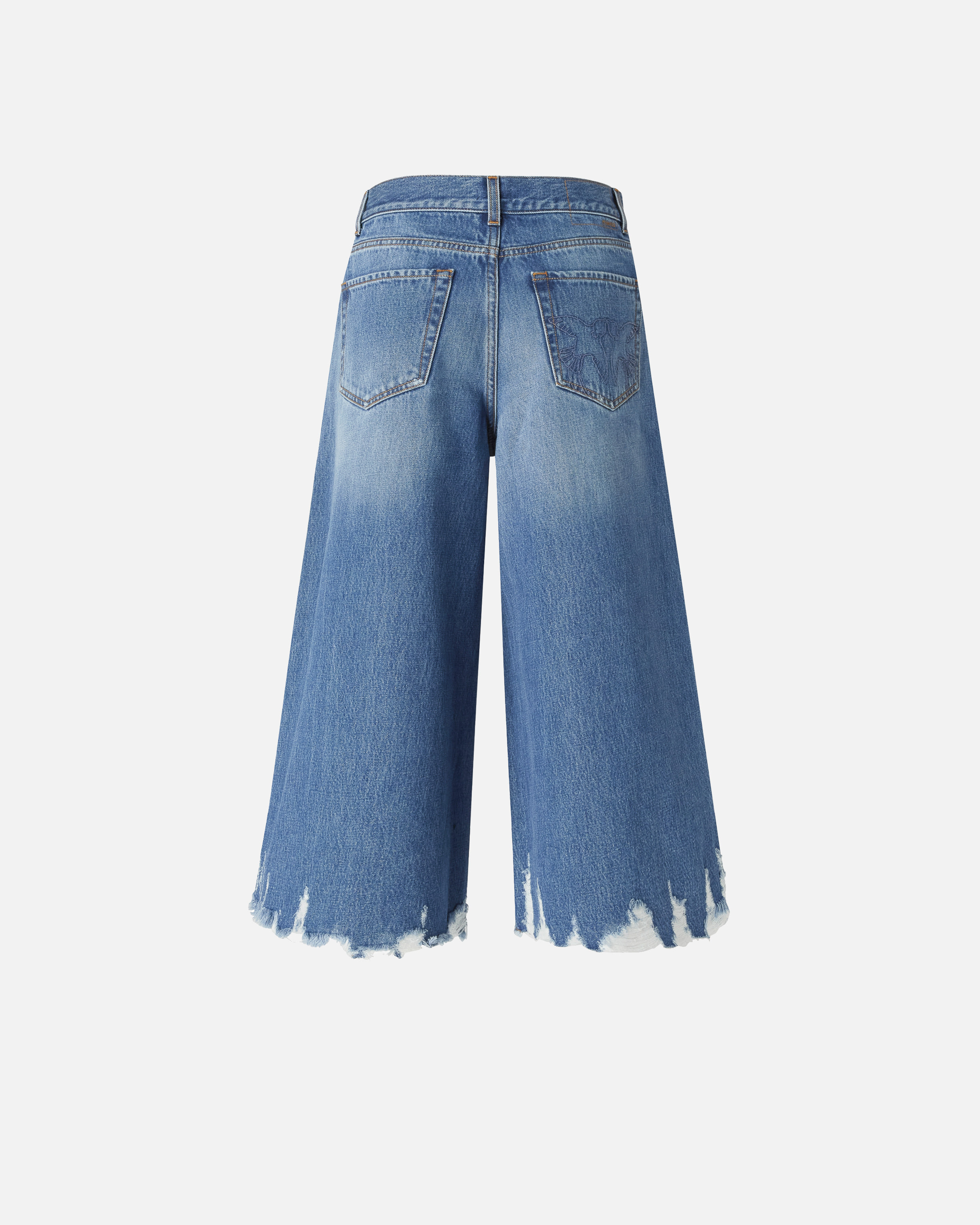LONG DENIM SHORTS WITH DISTRESSED HEM - 6