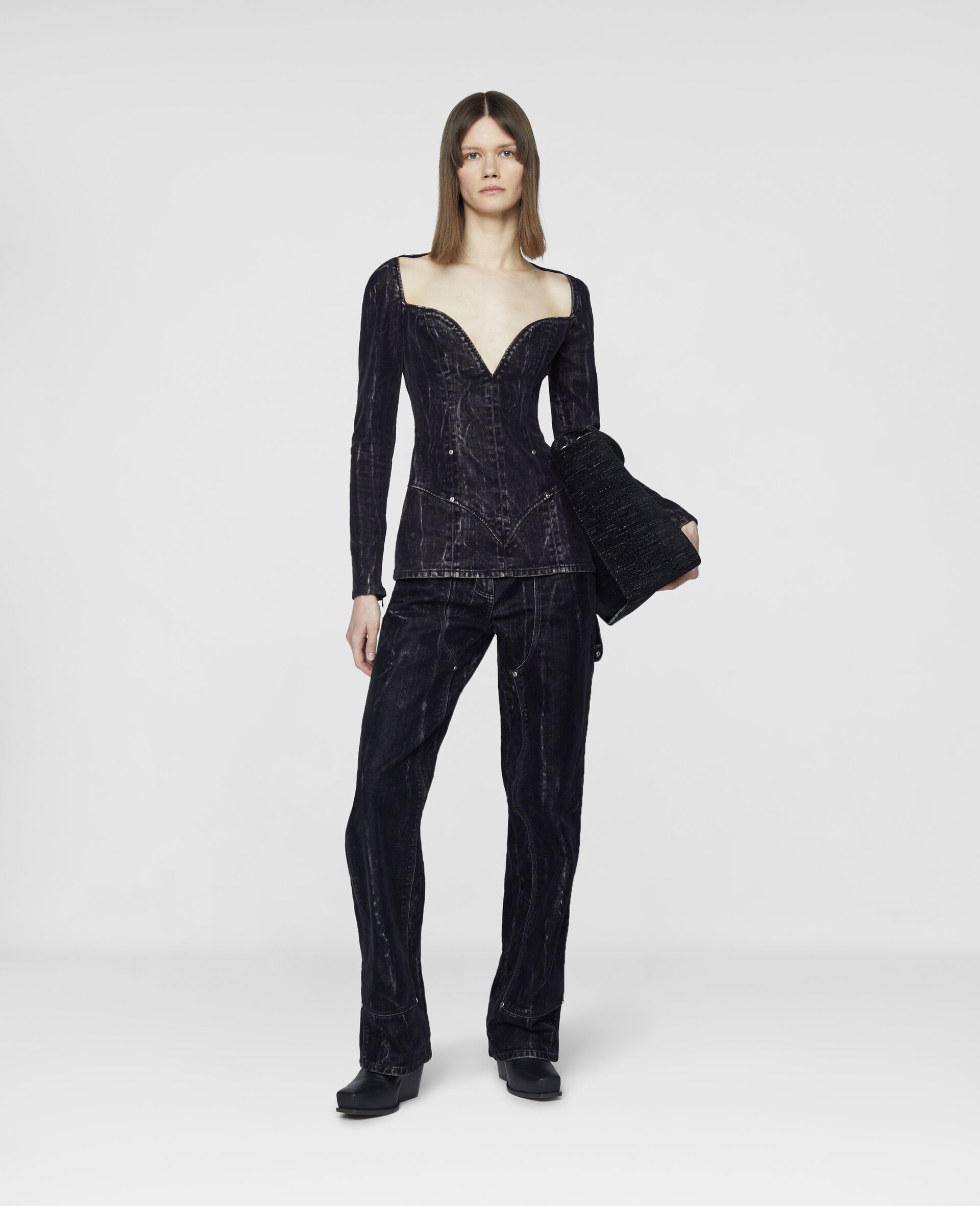 Straight Leg Velvet Jeans - 2