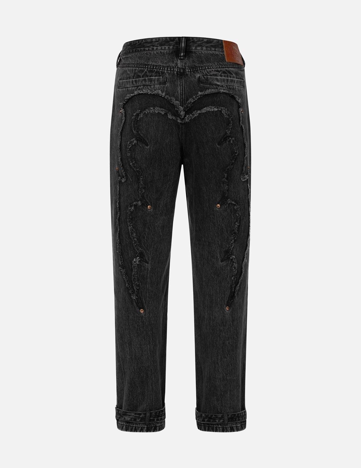 DISTRESSED EDGES INSERTED DAICOCK BAGGY JEANS - 2