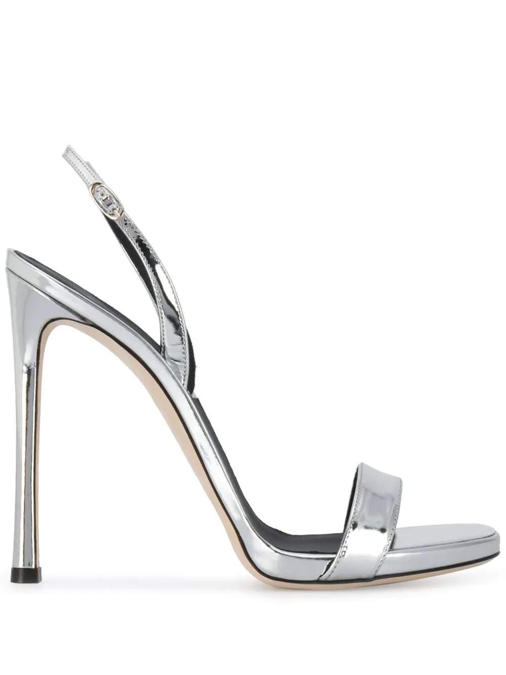 metallic open-toe heeled sandals - 1