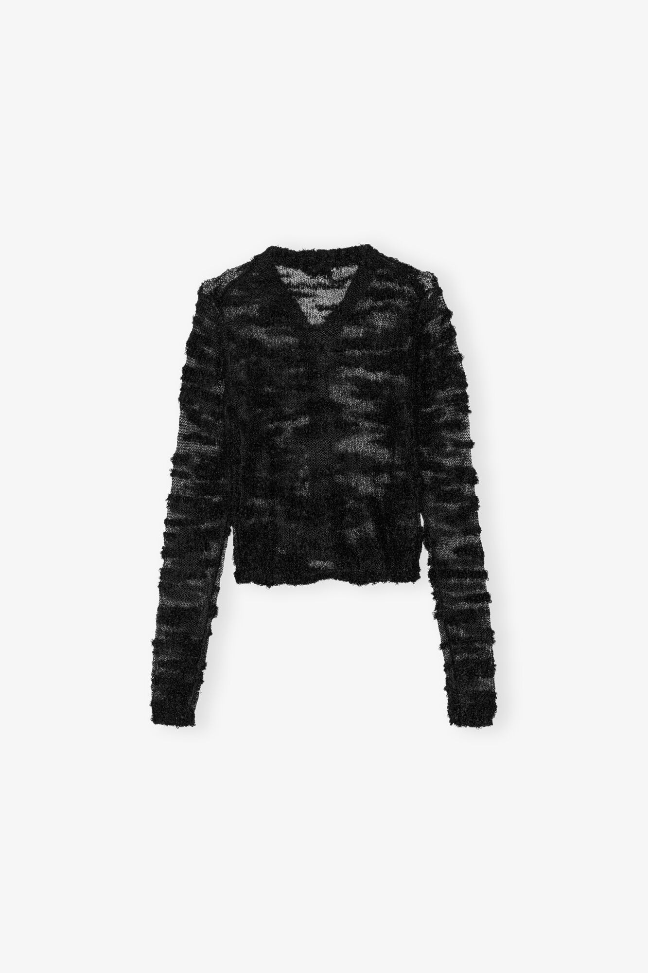 BLACK ALPACA MOHAIR BOUCLE CARDIGAN - 6