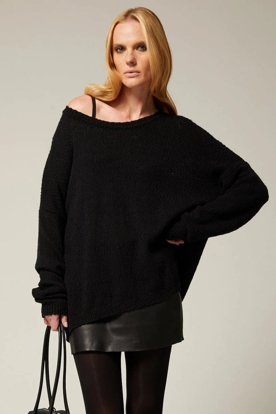 CASHMERE SILK OFF SHOULDER SWEATER - 1