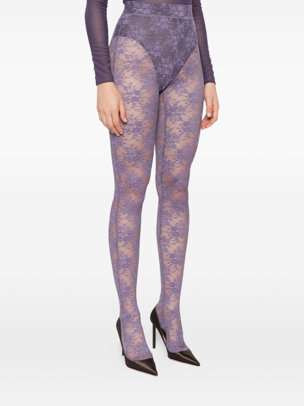 floral-lace leggings - 3