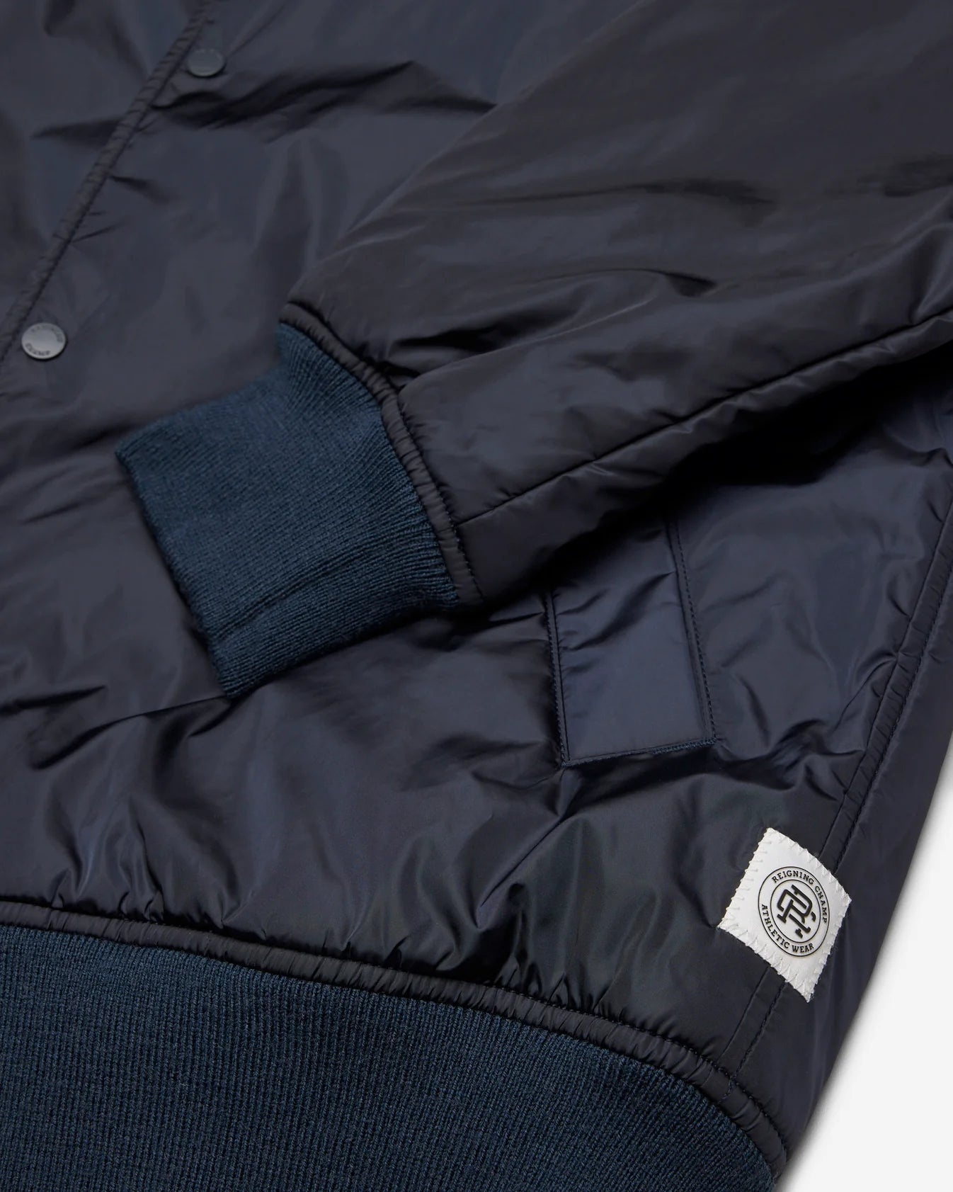 Econyl Satin Nylon Stadium Jacket Navy - 3