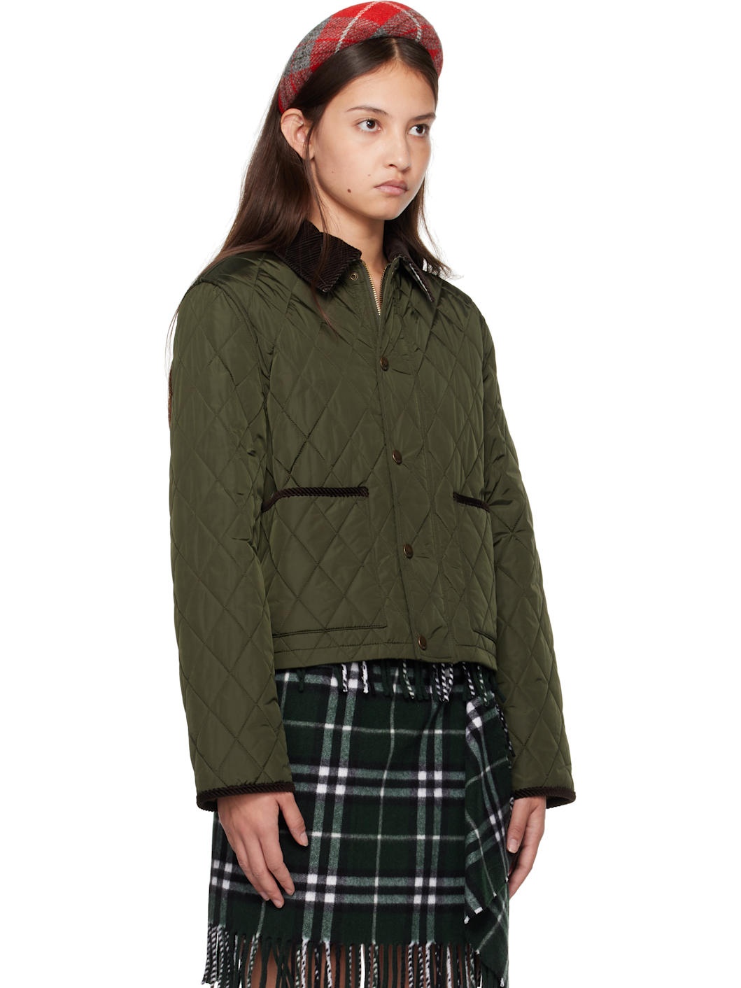 Khaki Short Quilted Jacket - 2