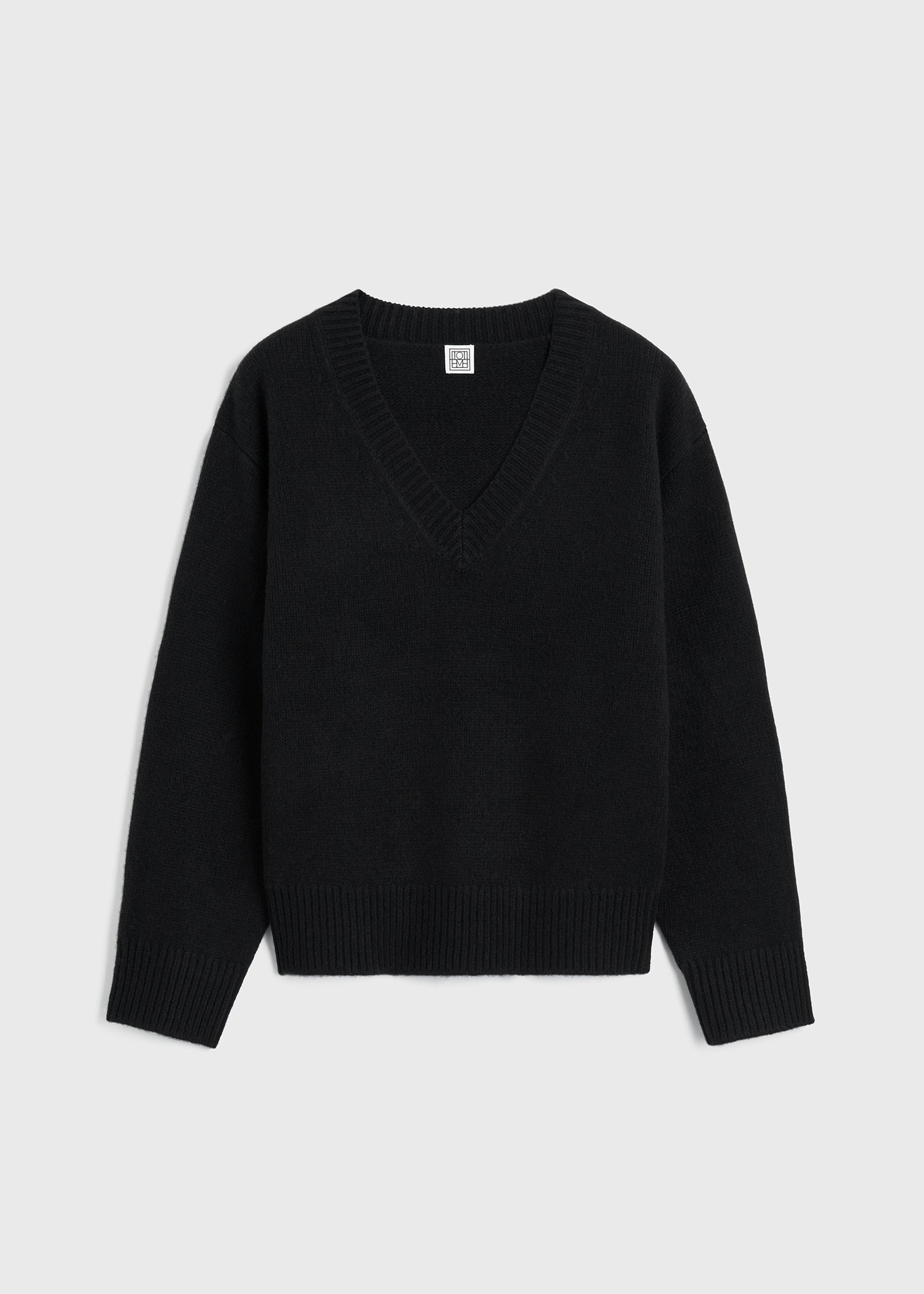 V-neck wool cashmere knit black - 1