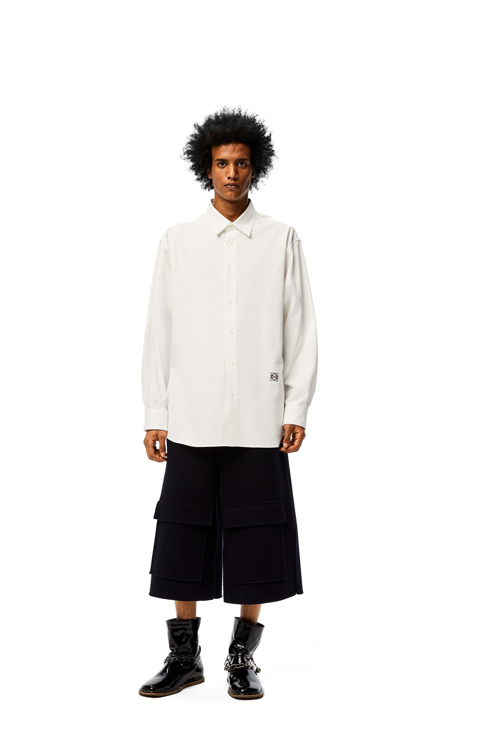 Anagram embroidered oversize shirt in cotton - 2