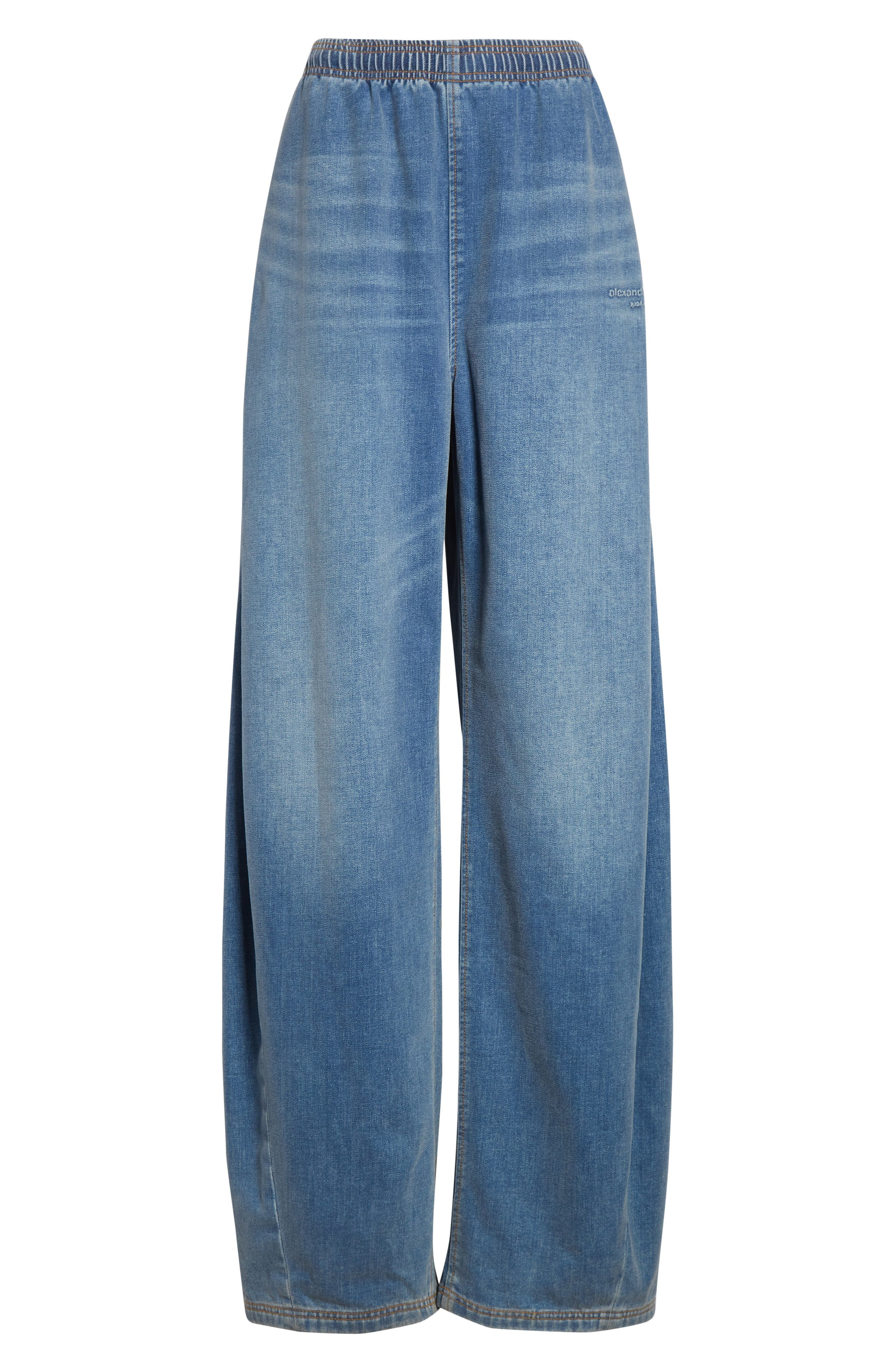 Alexander Wang Elastic Waist Brushed Denim Sweatpants in Washed Light Blue at Nordstrom - 6
