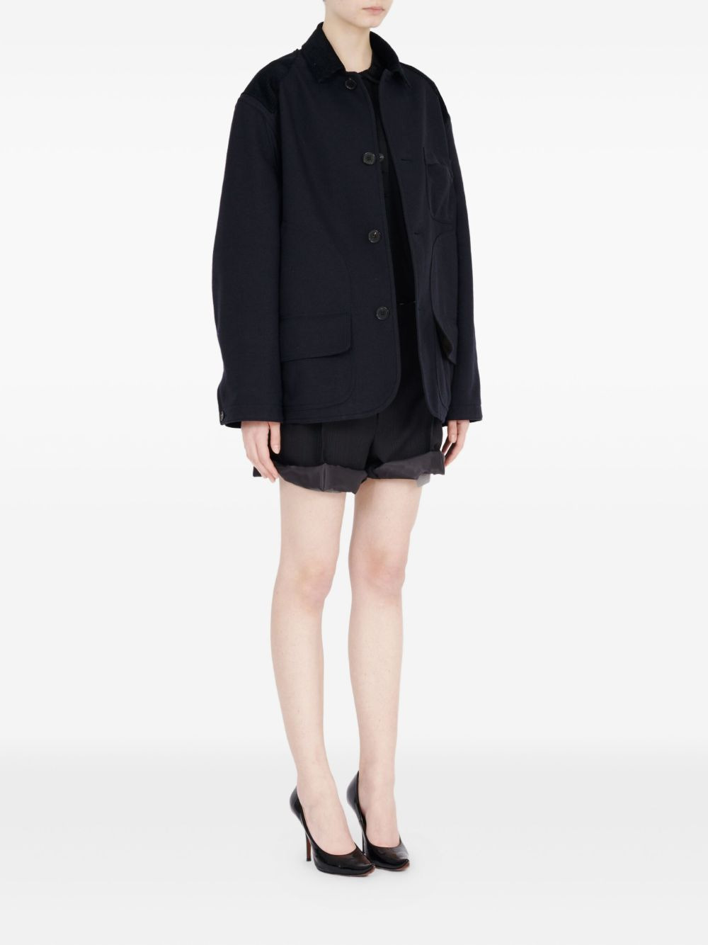 corduroy-collar overshirt - 3