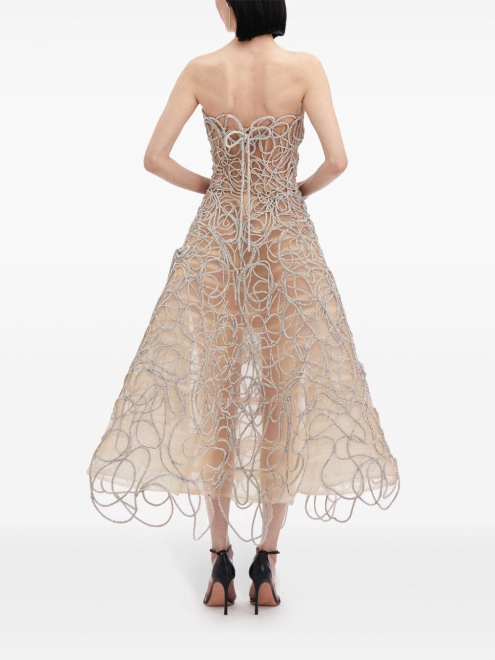 crystal-embroidered corded gown - 4