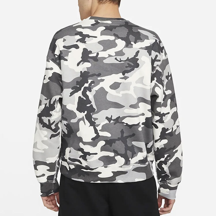 Men's Nike Solo Swoosh Camouflage Fleece Round Neck Pullover Gray DN1256-133 - 4