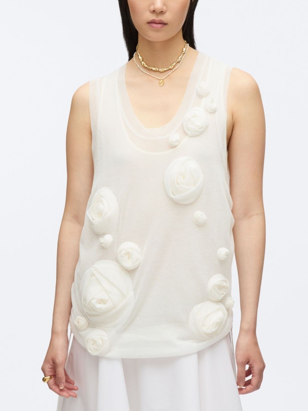 floral-appliqué midi dress - 5