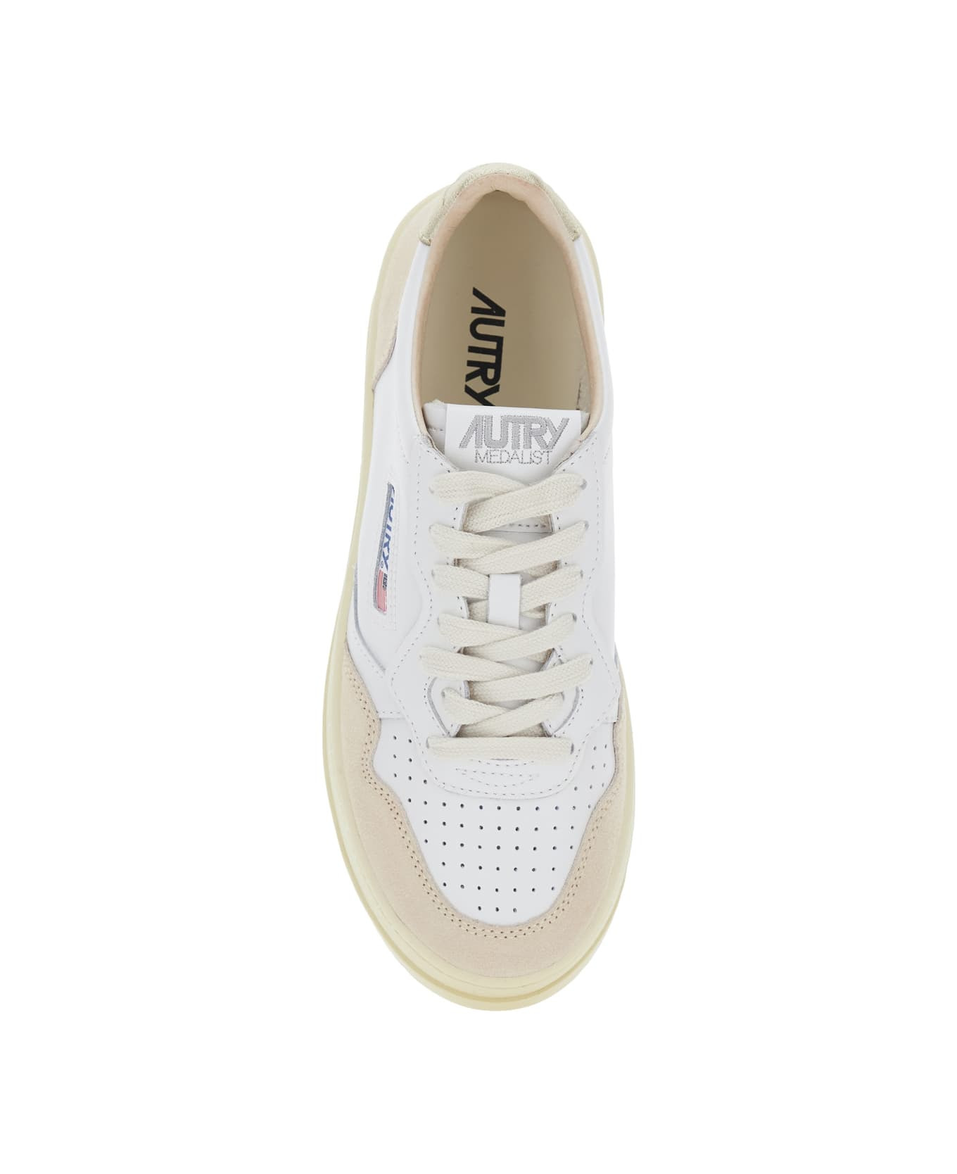 White Low Top Sneakers With Oversized Platform In Leather Woman - 4