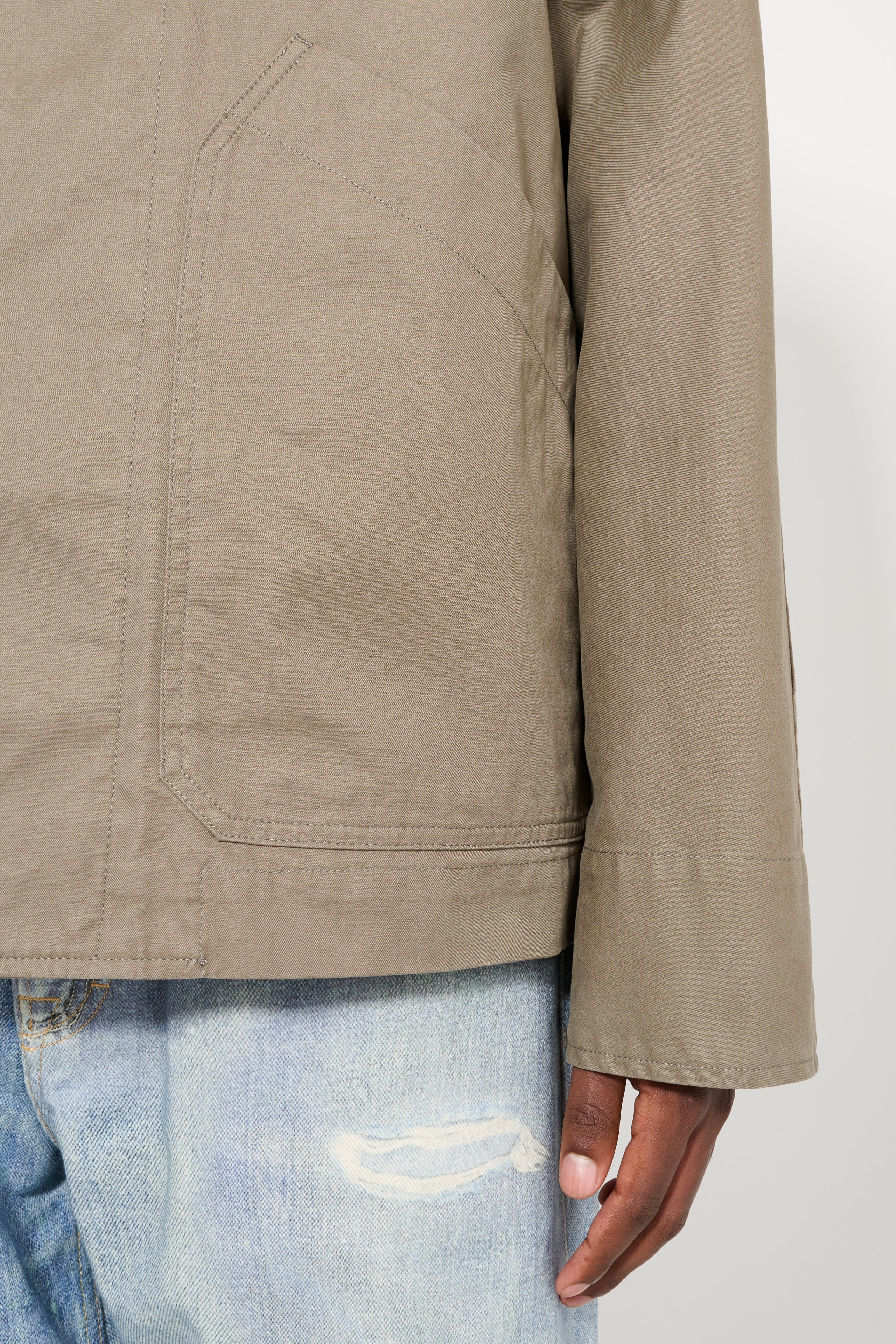 MARGARET HOWELL MHL RAGLAN JACKET PLAIN COTTON DRILL TAUPE - 5