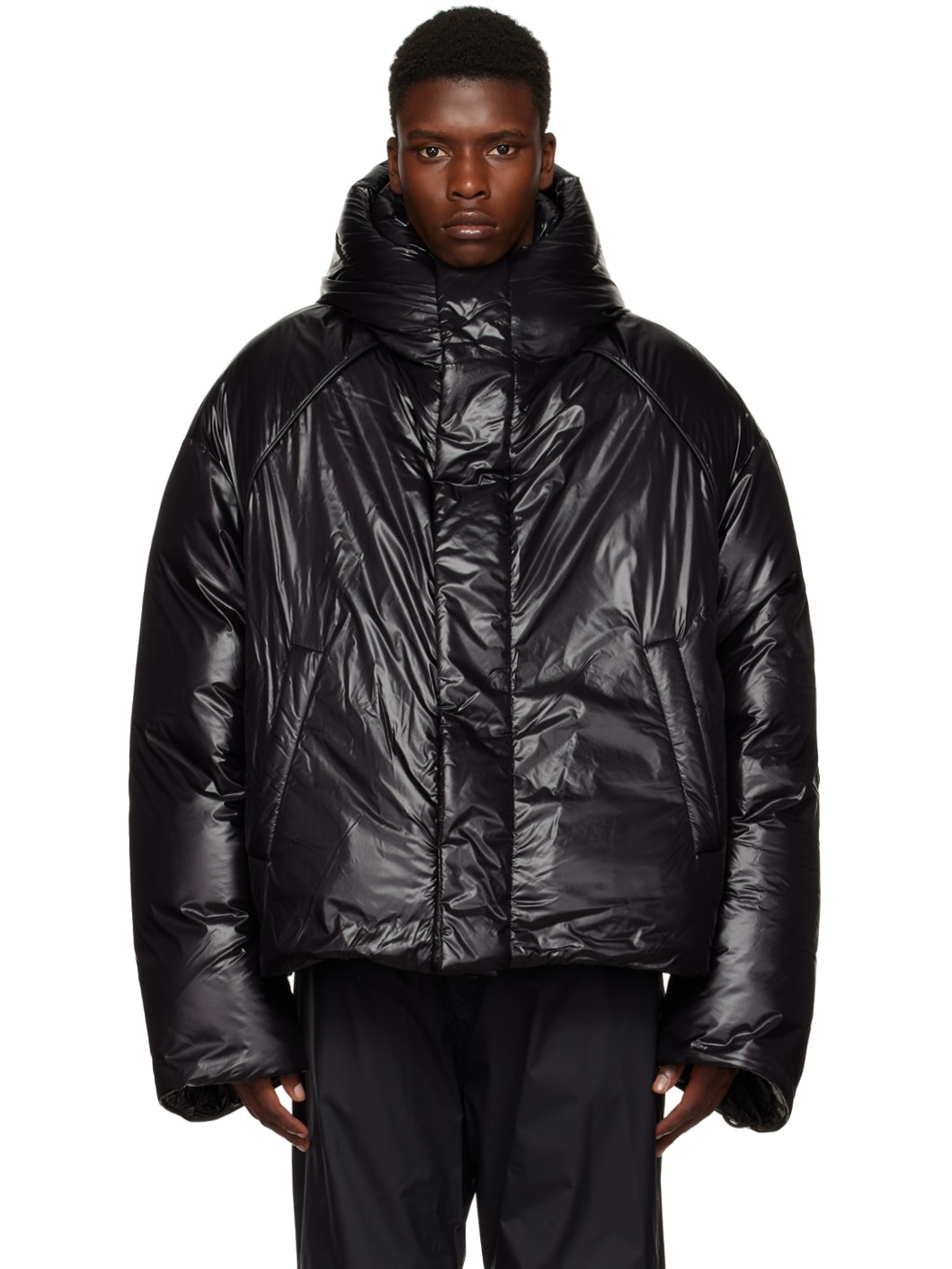 Black Simple Down Jacket - 1