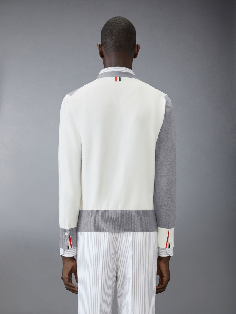 Thom Browne Funmix 4-Bar Relaxed Fit V Neck Cardigan outlook