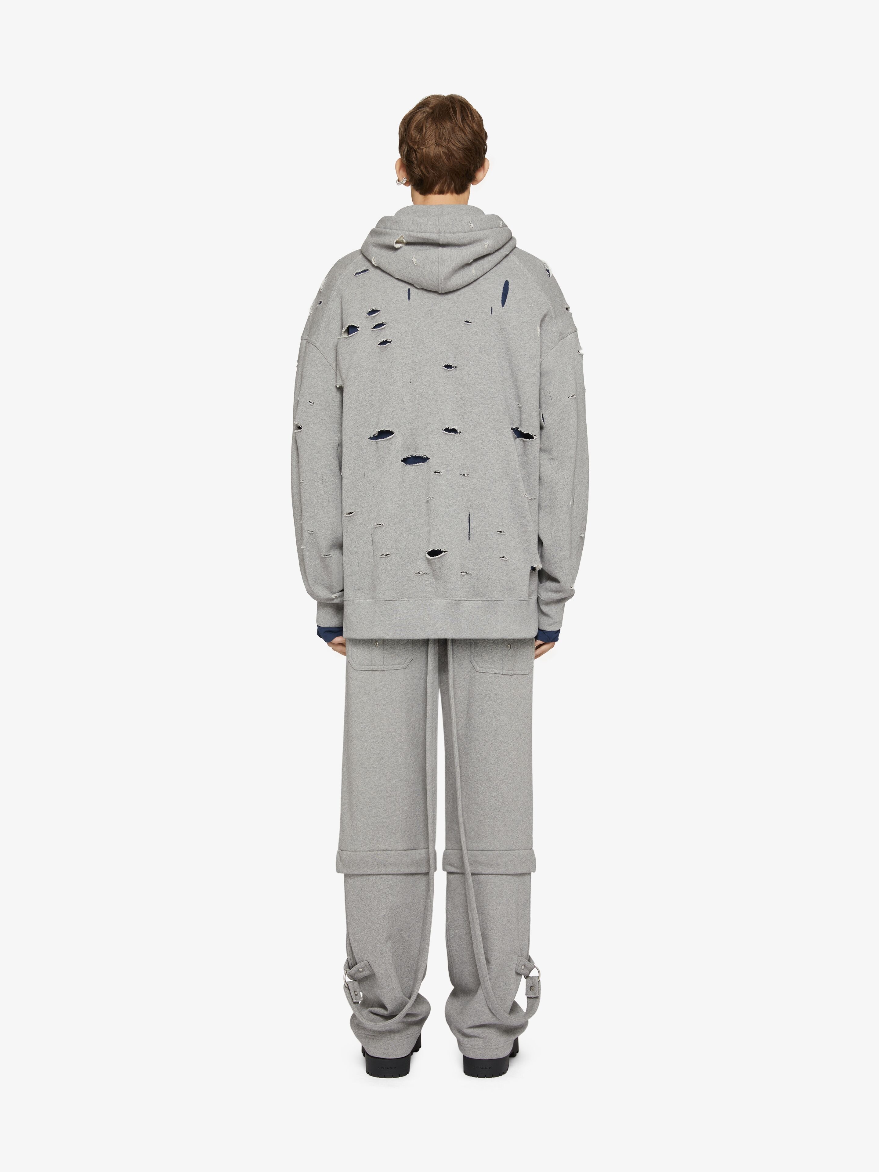 GIVENCHY OVERSIZED HOODIE IN DESTROYED FLEECE - 4
