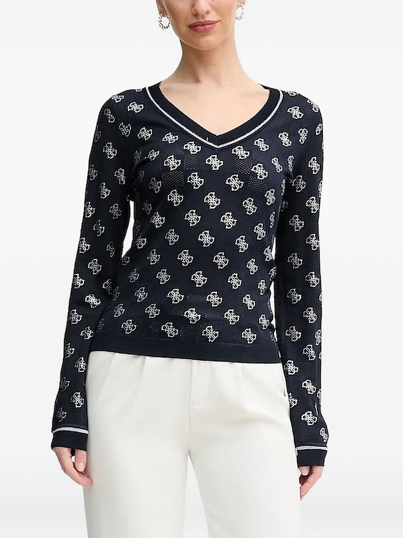 4G logo-pattern V-neck sweatshirt 1