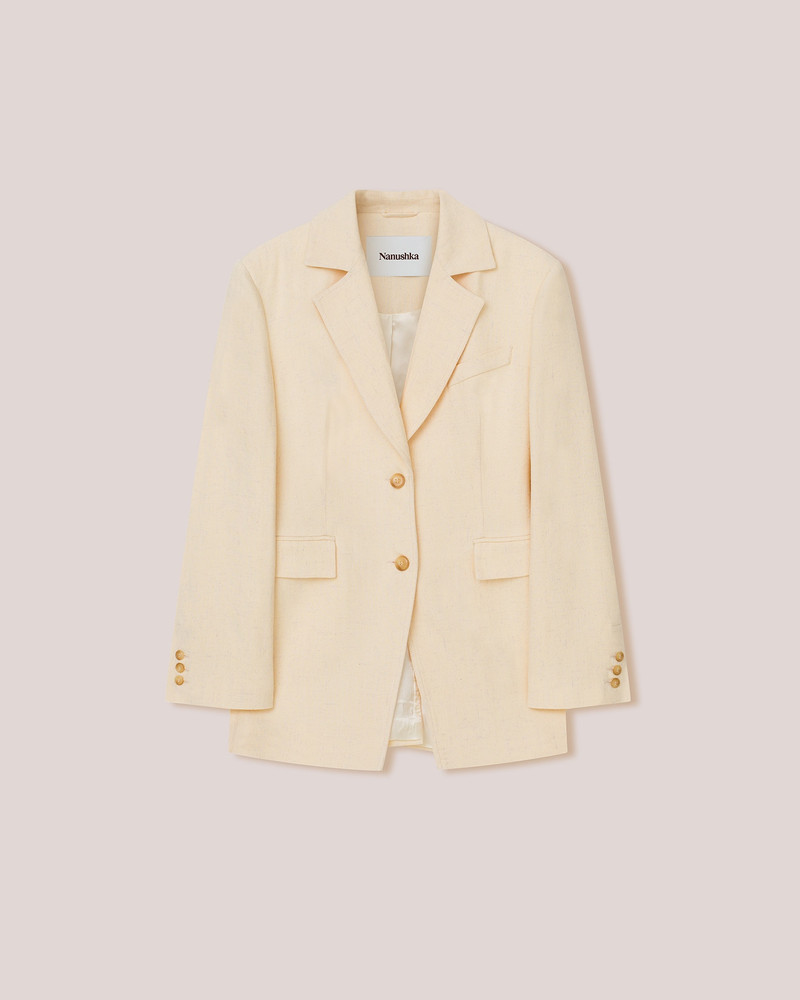 MANOUK - Silk-viscose-tweed relaxed fit jacket - Creme 1