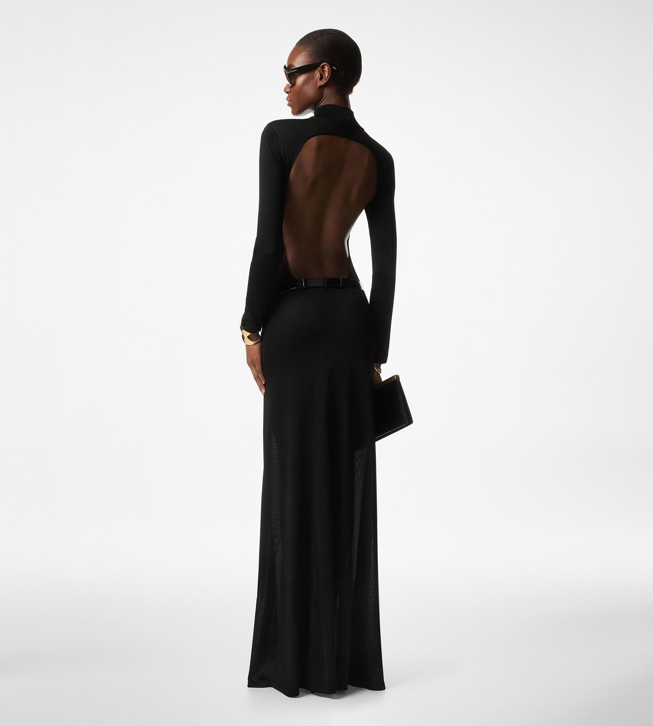 OPEN BACK KNIT EVENING DRESS - 3
