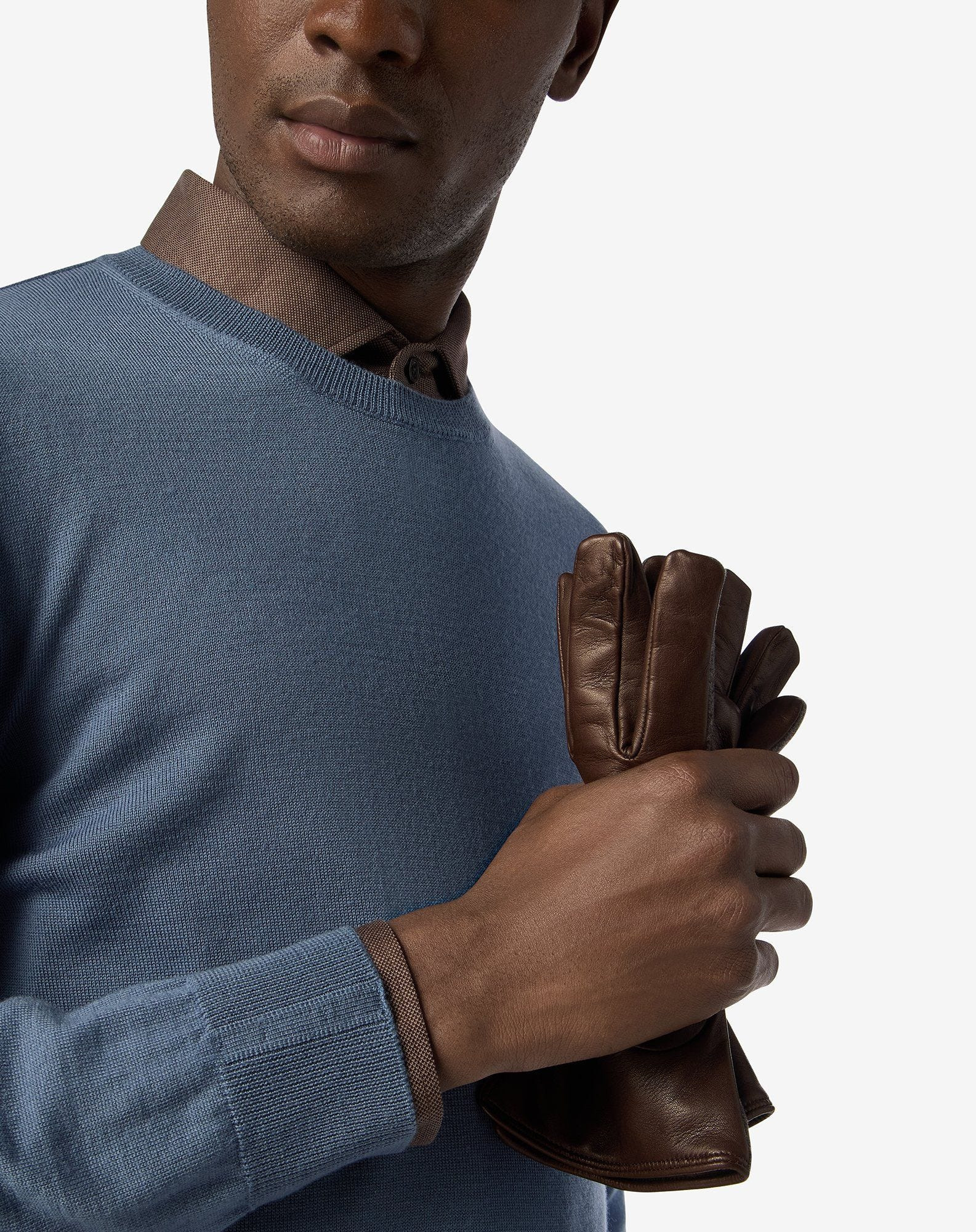 Aviator blue crew neck extra fine wool jumper - 5