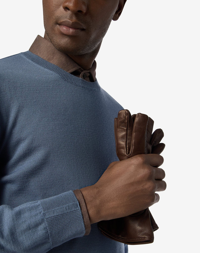 Aviator blue crew neck extra fine wool jumper 5