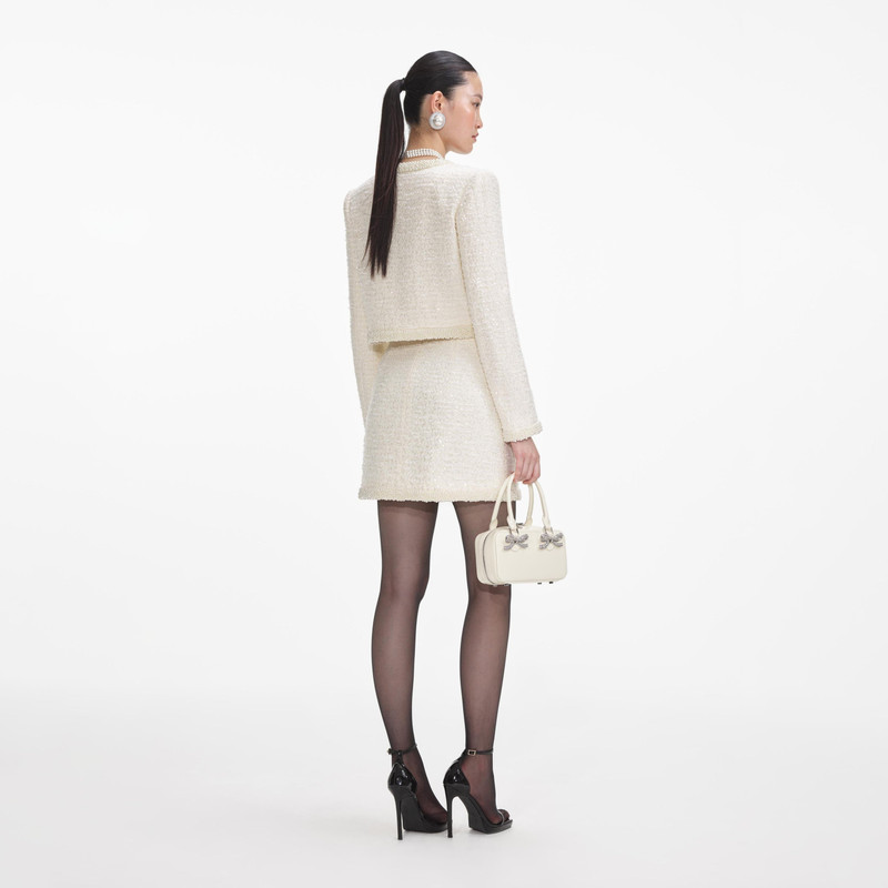 self-portrait Cream Boucle Pearl Trim Jacket outlook