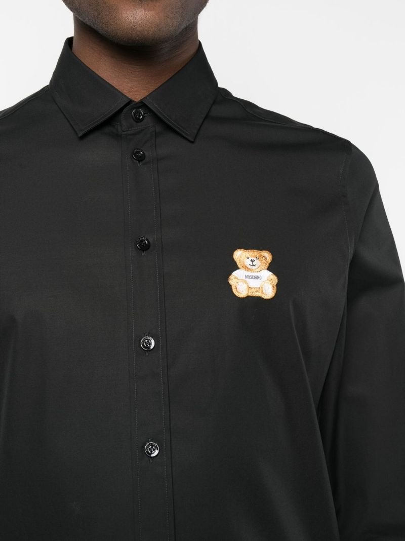 embroidered-teddy poplin shirt - 5