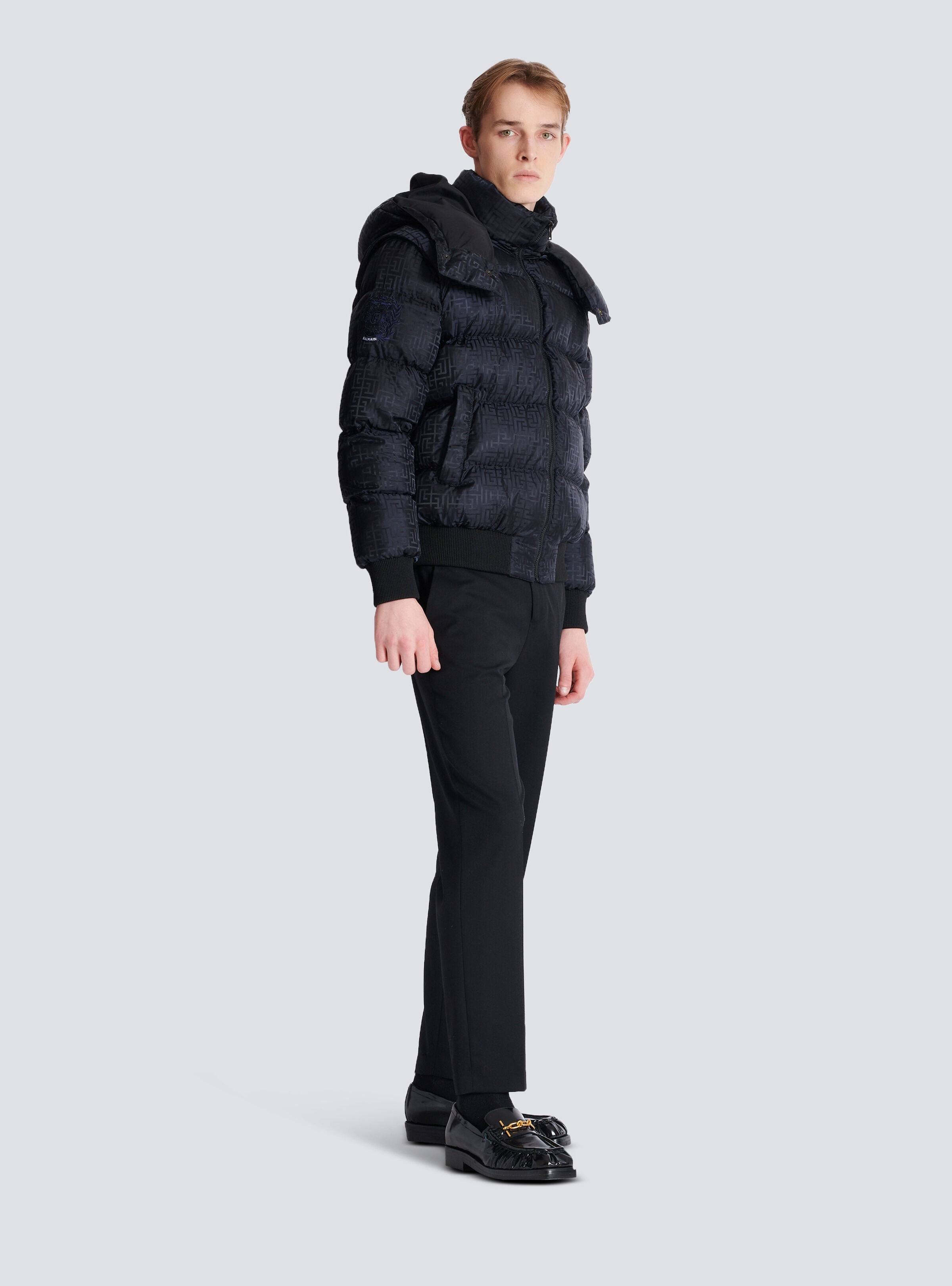 Cropped monogram jacquard padded jacket - 3