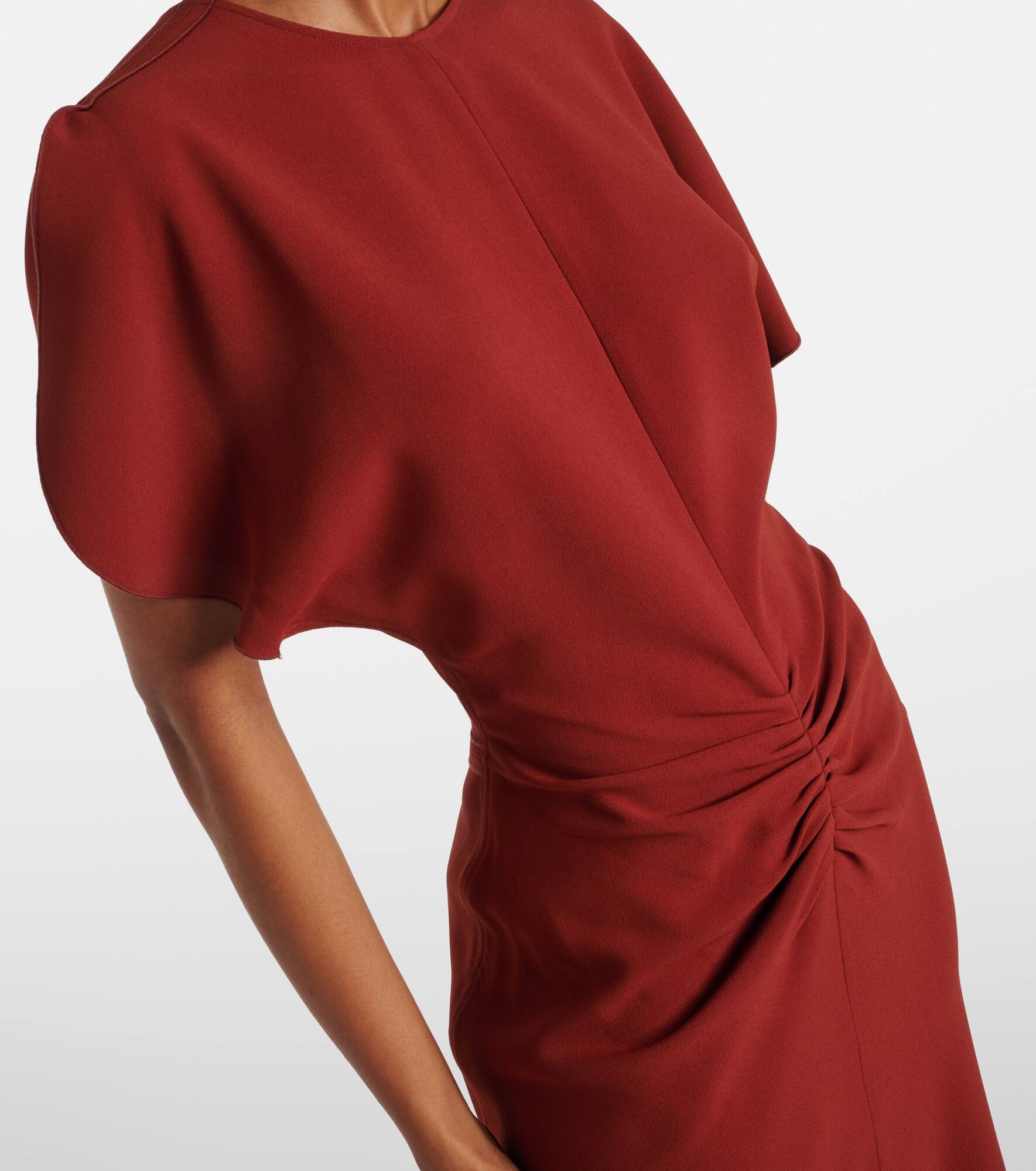 Puff-sleeve gathered midi dress - 5