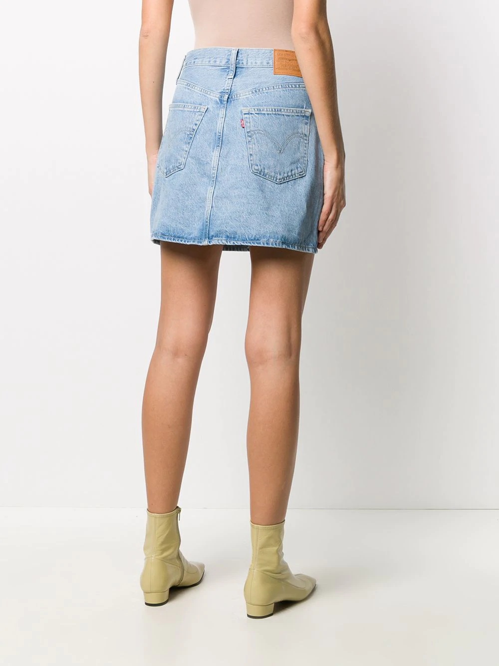 washed denim mini skirt - 4