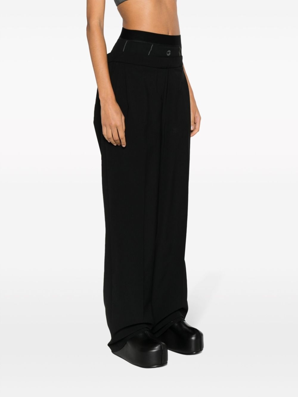wool-blend layered trousers - 3