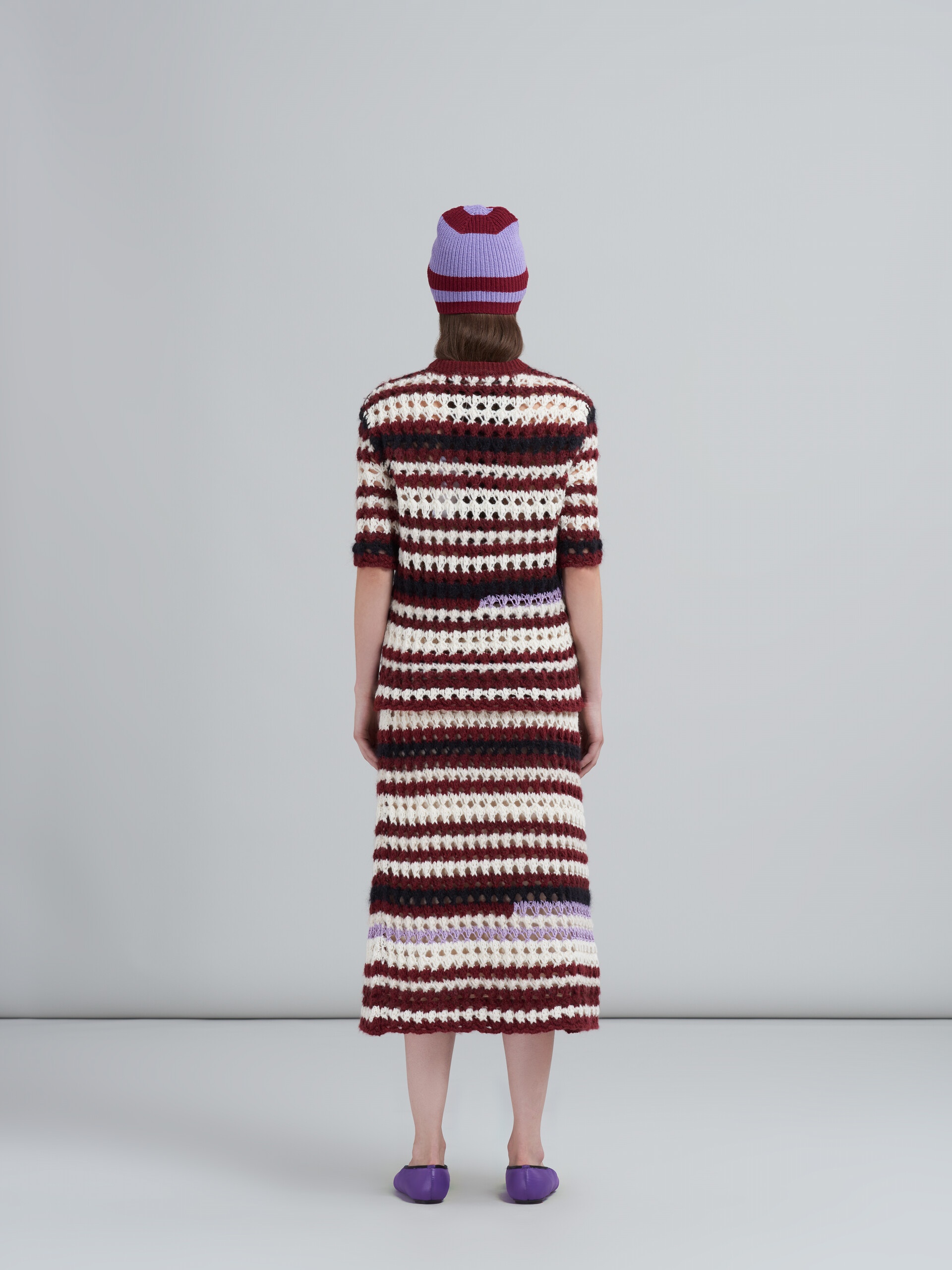 MULTI-COLOURED STRIPED 3D CROCHET INTARSIA SKIRT - 3
