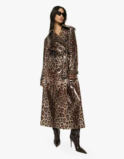 Dolce & Gabbana Leopard-print coated sateen trench coat outlook
