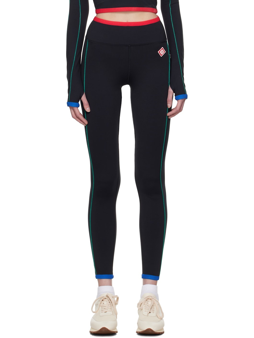 Black Contrast Trim Sport Leggings - 1