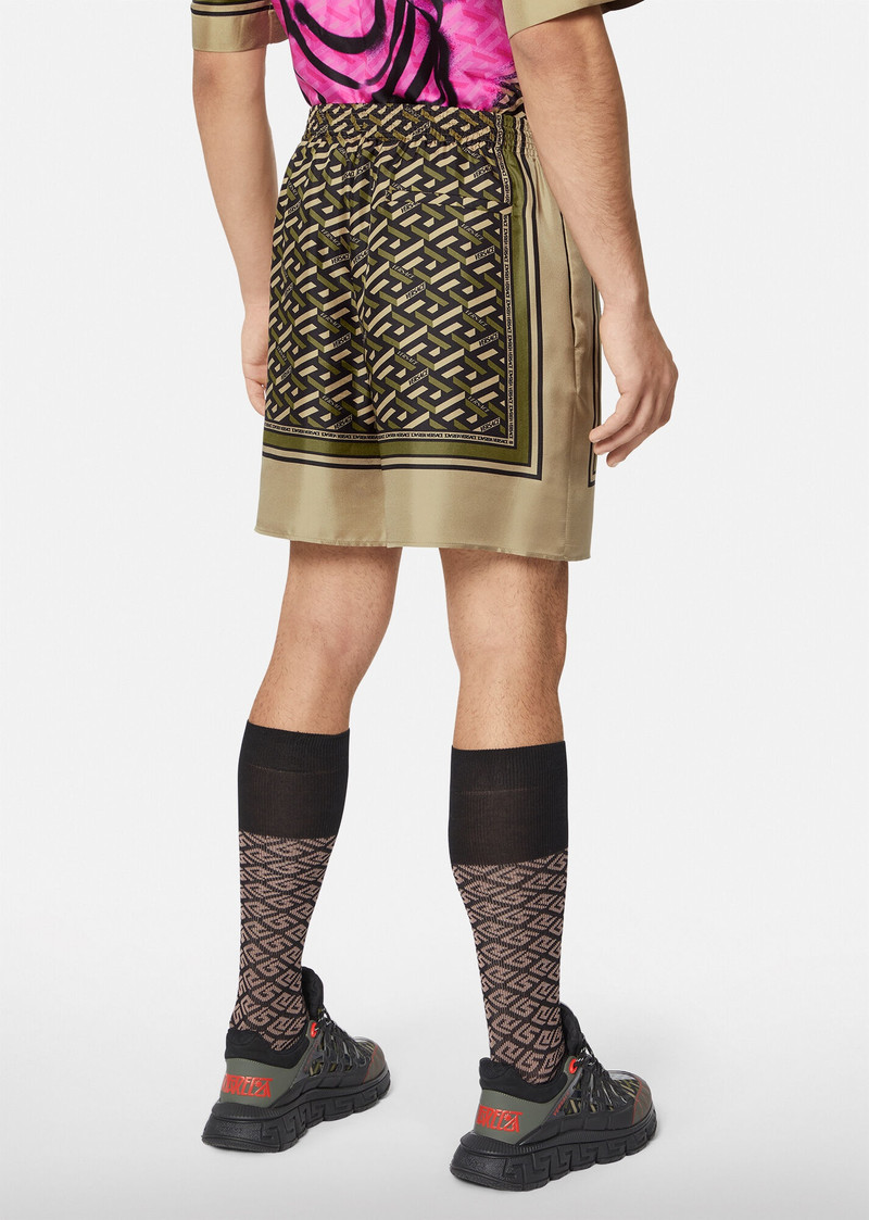 La Greca Print Silk Shorts 3
