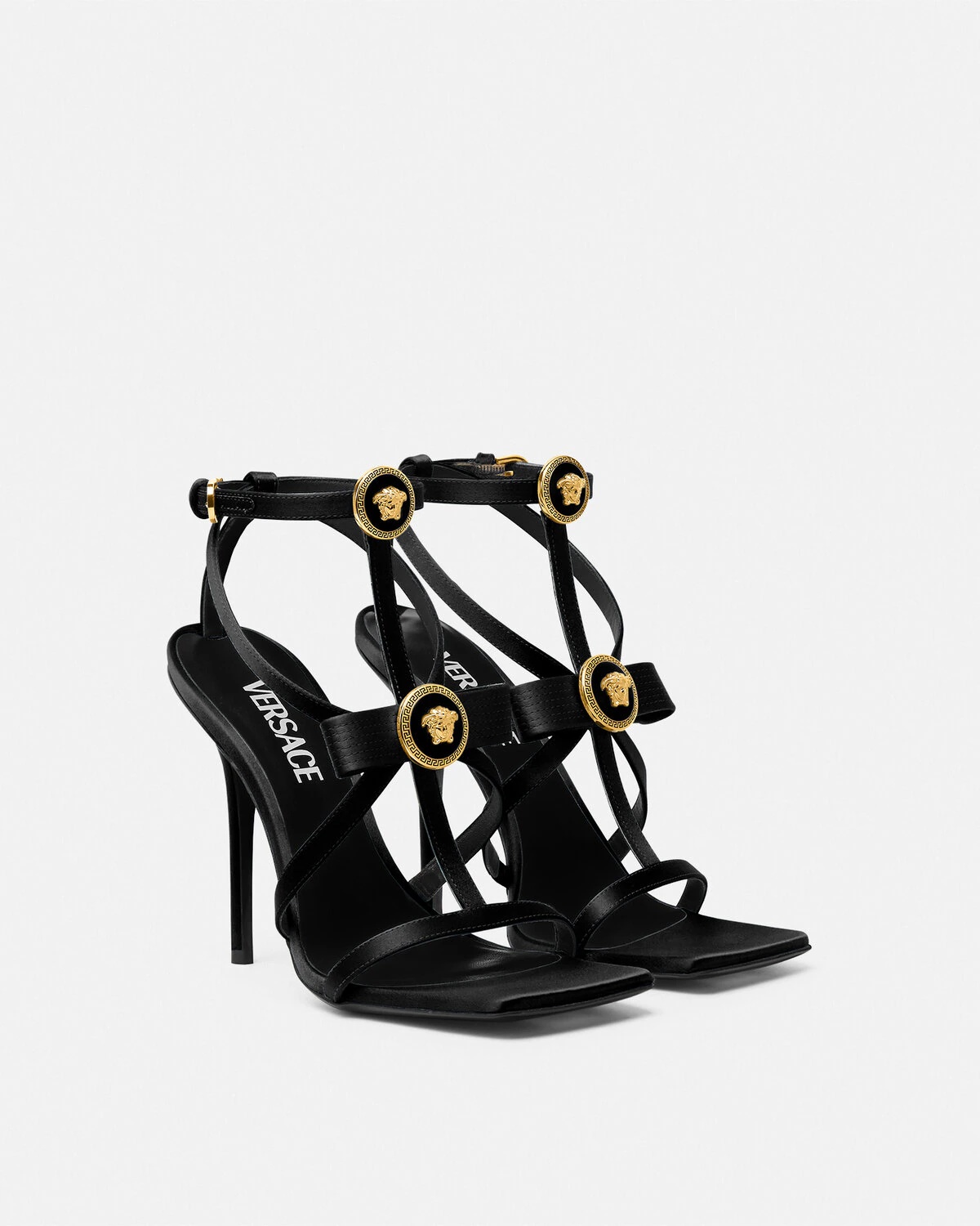 Gianni Ribbon Satin Cage Sandals 110 mm - 2
