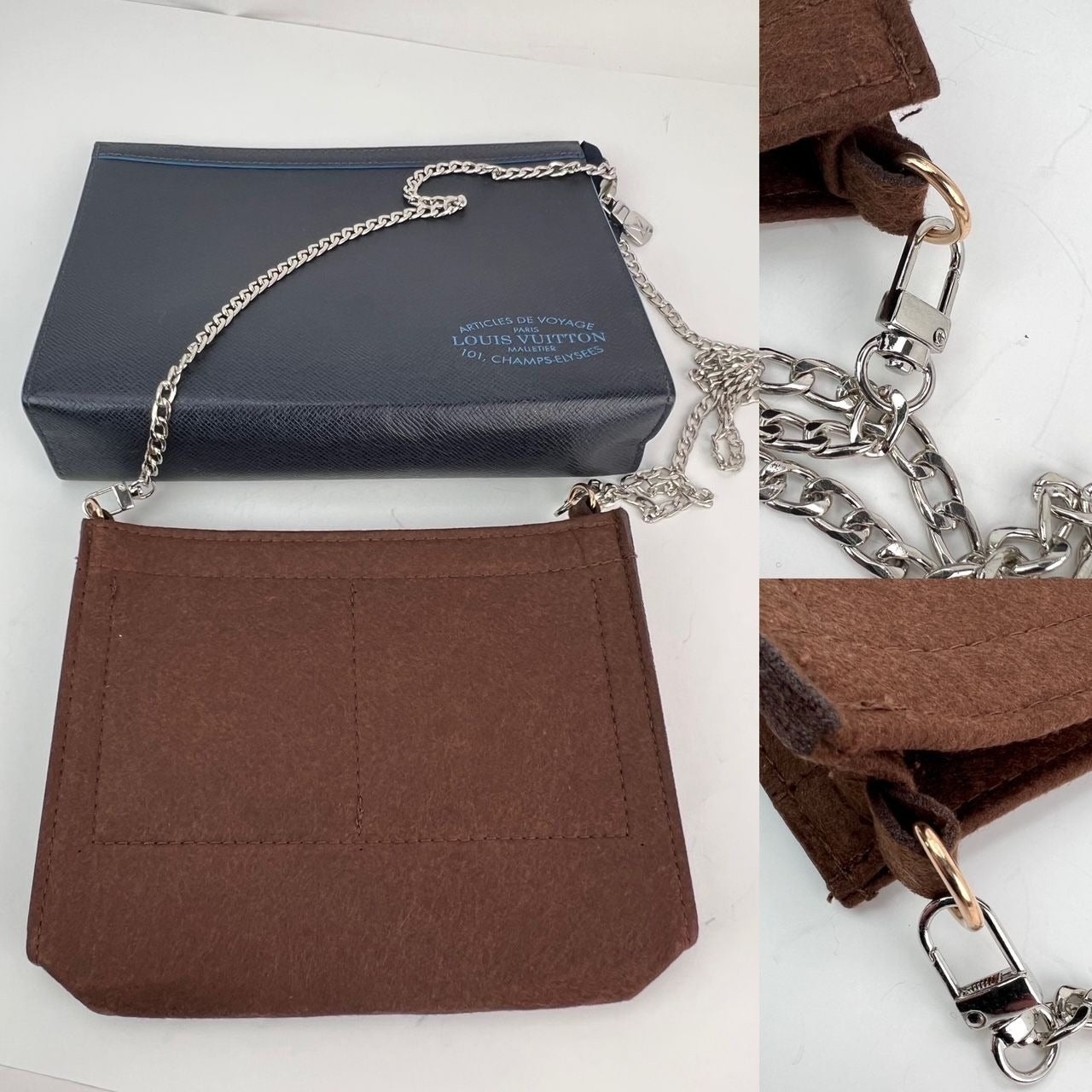 Louis Vuitton Pochette Voyage MM Taiga Dark Blue Leather Hand Bag Limited Edition - 4