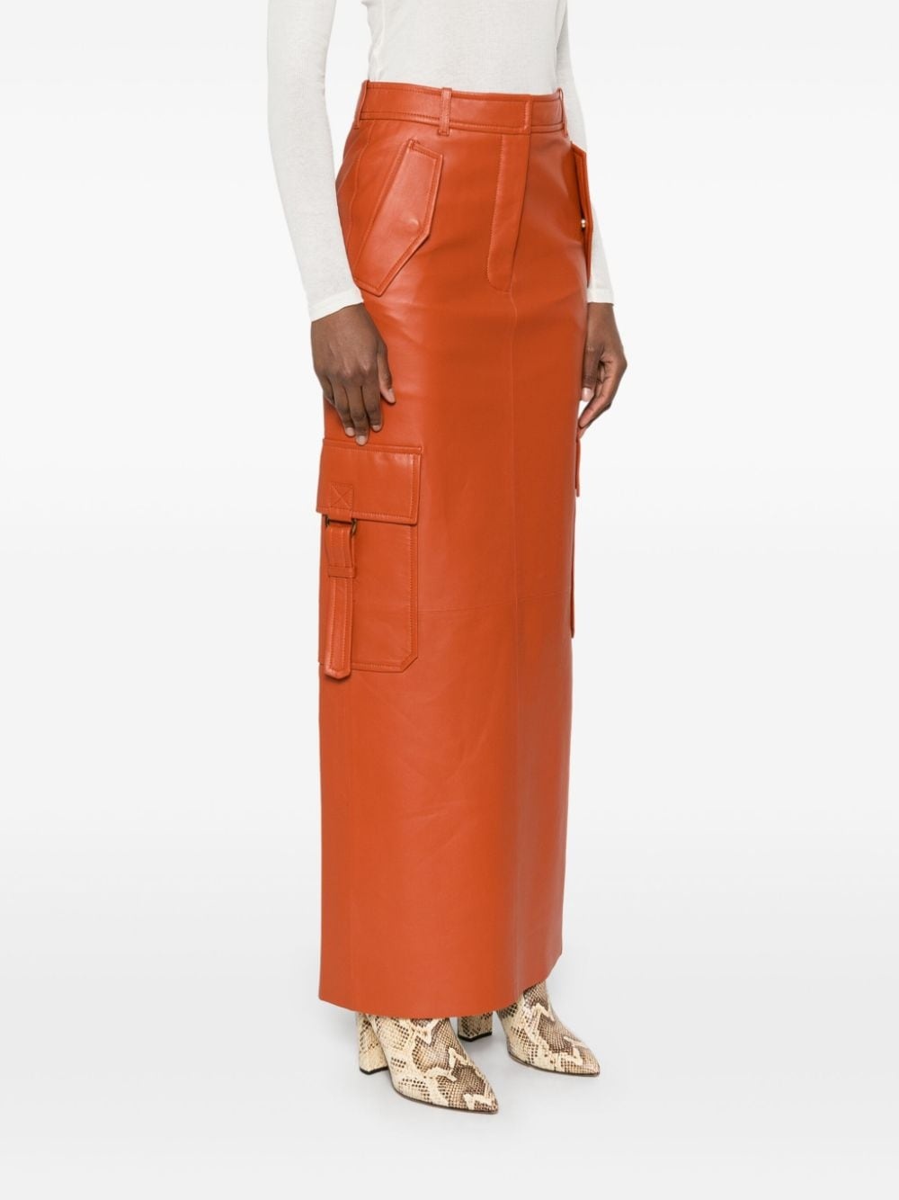 Illustration leather maxi skirt - 3