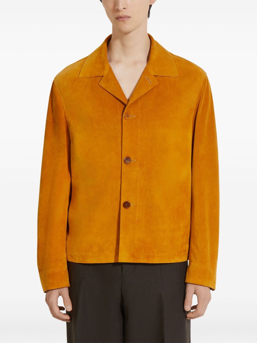 button-up suede jacket - 3