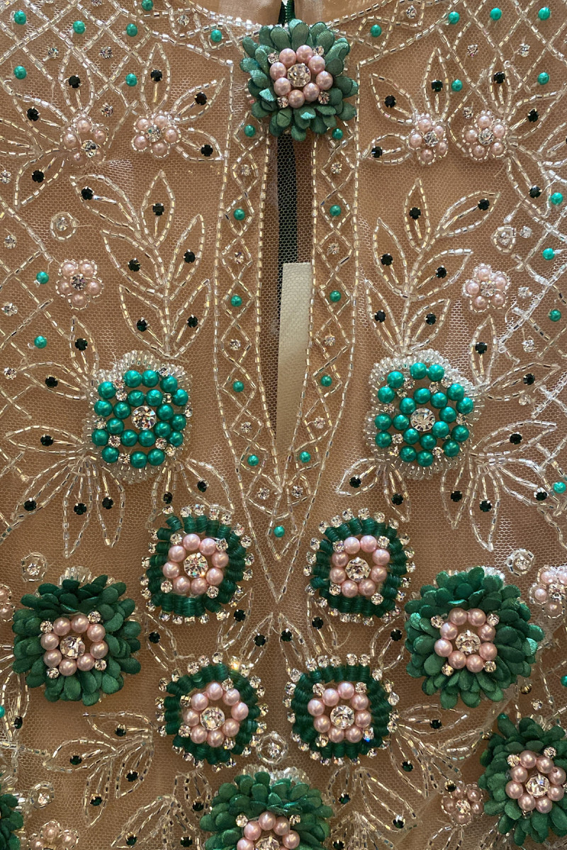 REEM ACRA BEADED CREPE GOWN AND CAPE outlook